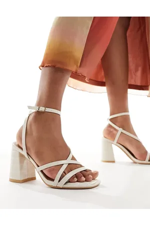 New Look Block heel multi-strap sandal in cream