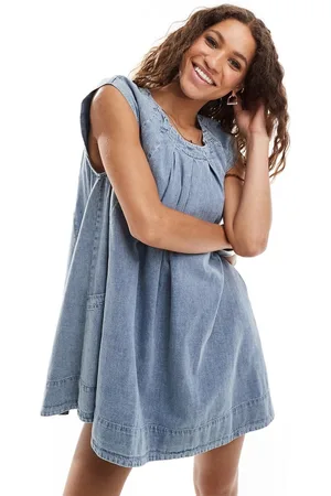 Free People Smock mini dress in denim