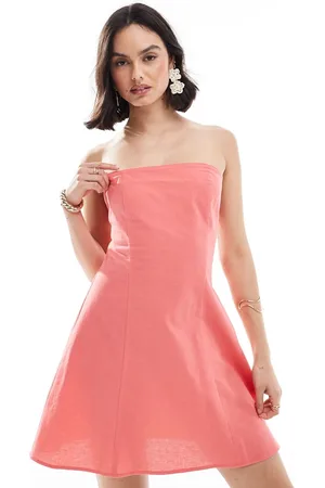 ASOS Mini linen bandeau sundress in deep