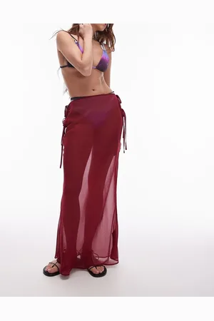 Topshop Beach sheer bias maxi skirt in cherry