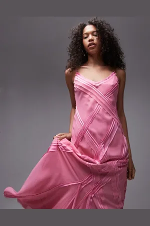 Topshop Premium raw seam detail midi slip dress in sweet