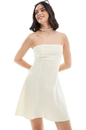 ASOS Mini linen bandeau sundress in lemon
