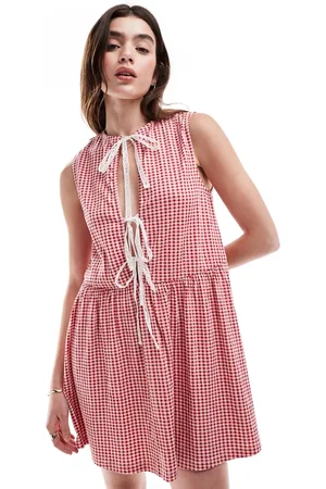 ASOS Tie front mini dress in gingham