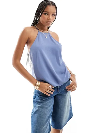 ASOS Cupro halter neck cami with strappy back in icy