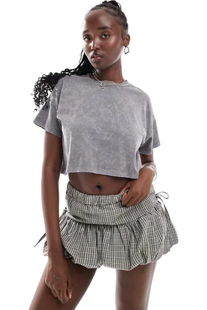 Noisy May Boxy fit cropped top in acid wash