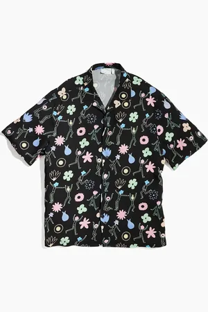ASOS PRIDE genderless co-ord relaxed short sleeve revere shirt with print in black