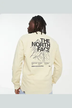The North Face Mountain Outline back print sweatshirt in stone Exclusive at GRAVEL / TNF BLACK