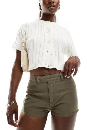 ASOS Micro short with linen in olive