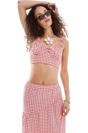 Reclaimed Tie back top co ord in gingham