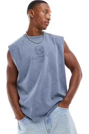 ASOS Oversized tank in heavyweight 220gsm washed with sports chest print