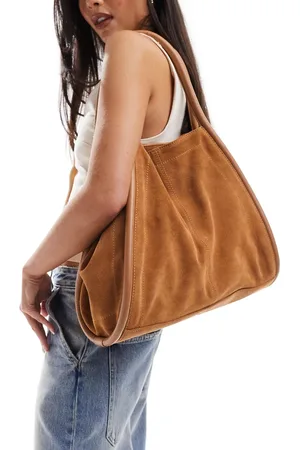 ASOS Suede tubular tote bag in tan