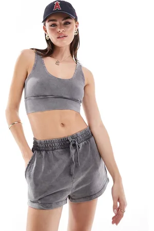 Miss Selfridge Acid washed bralette co-ord in grey