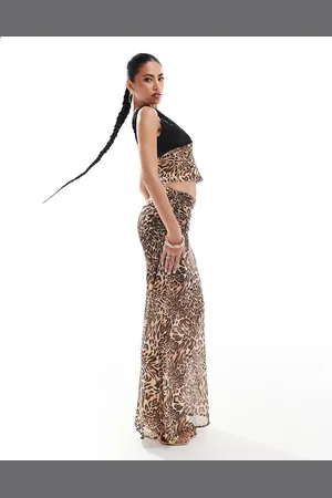 ASOS Co-ord mesh maxi skirt in leopard print