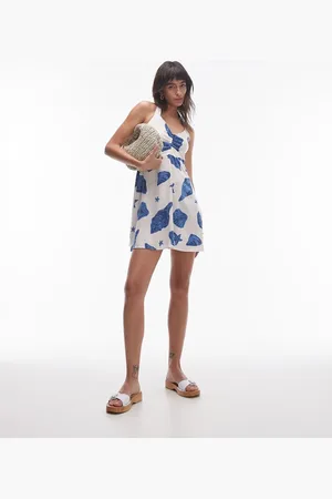 Topshop Halter neck mini dress in shell print