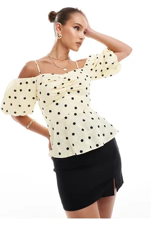 River Island Polka dot print bardot top in