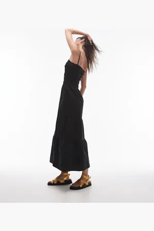 Topshop Shirred midi dress in