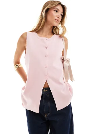 ASOS Knitted crew neck waistcoat with front split in