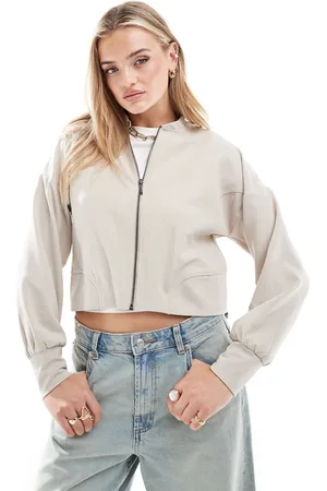JDY Lightweight bomber jacket in stone