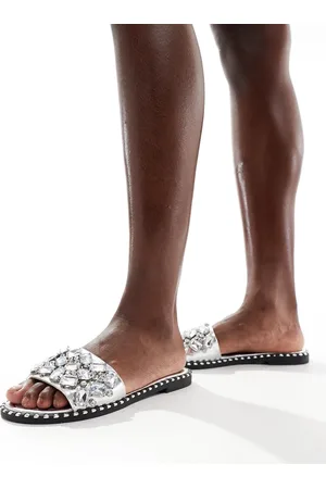 AZALEA WANG Kizzie jewel embellished sandals in metallic