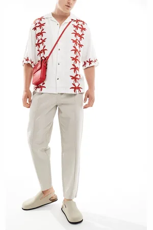 New Look Pintuck jogger trousers in stone