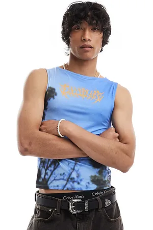 COLLUSION Slash neck vest with sky print