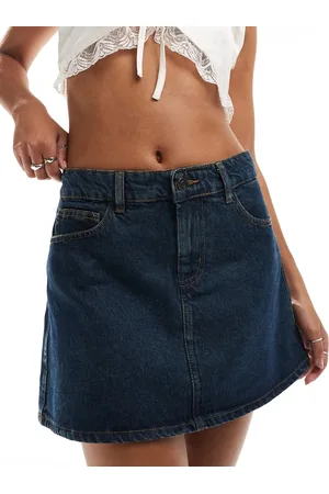 Motel Denim a-line mini skirt in indigo
