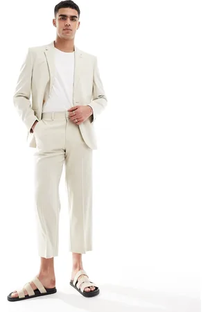 ASOS Straight crop suit trousers in stone