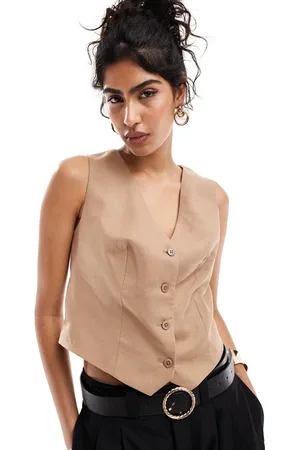 New Look Linen look waistcoat in mink