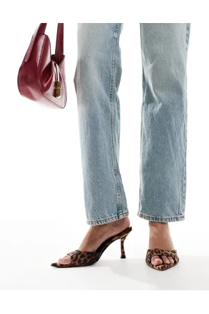 ASOS Heyday pointed sole heeled mules in leopard