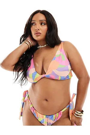 ASOS Curve bandeau bikini top in abstract floral