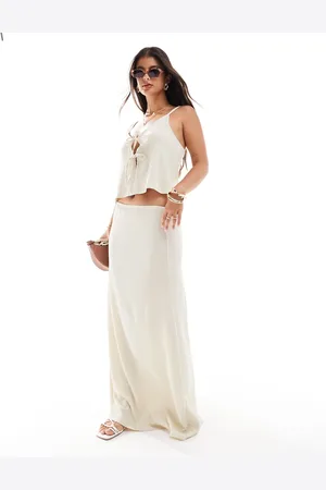 Miss Selfridge Textured maxi skirt in stone