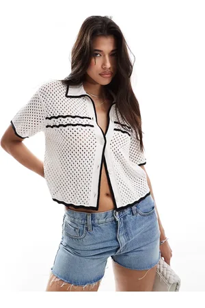 Abercrombie & Fitch Crochet short sleeve polo with tipping in