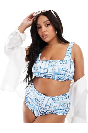 ASOS Curve Soleil crop bikini top in blue