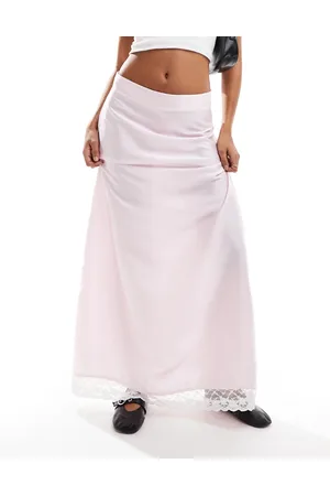 JDY Lace trim maxi skirt in