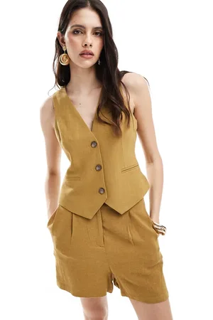 ASOS Waistcoat with linen in olive