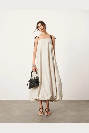 ASOS ASOS EDITON cami puff ball maxi dress in pinstripe print