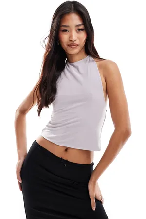 ASOS Double layer slinky tie neck halter top in