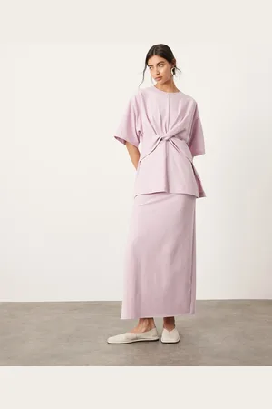 ASOS Premium textured jersey maxi skirt co-ord with side split in lilac