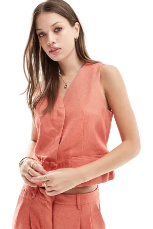 VERO MODA Waistcoat with pocket detail co-ord in terracotta
