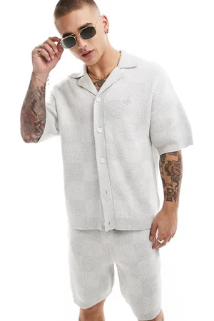 The Couture Club Co-ord knitted checkerboard shirt in