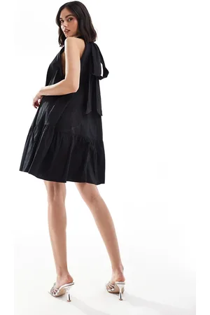 & OTHER STORIES Sleeveless mini dress with tiered hem and back bow tie in