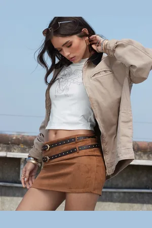 ASOS Belted suede mini skirt in tan