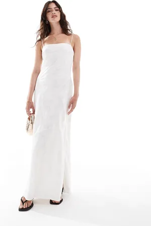 Abercrombie & Fitch Satin maxi dress with jaquard print in