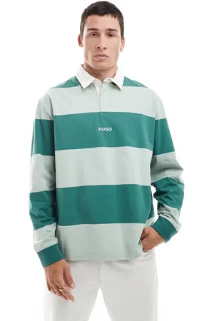 Hugo Blue Noresti rugby sweatshirt in horizontal stripes