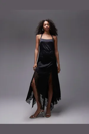 Topshop Premium lace insert buckle halterneck midi dress in