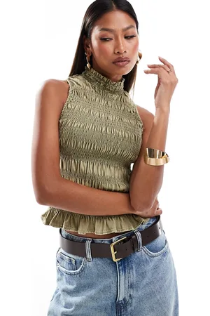 River Island Shirred halter top in