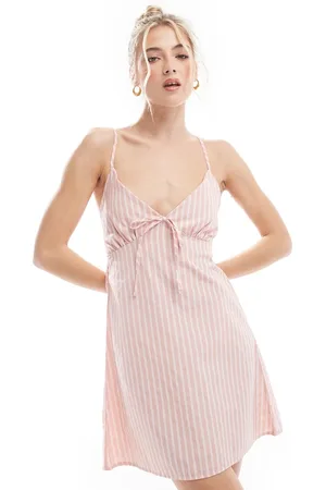 Miss Selfridge Pink and white stripe mini slip dress