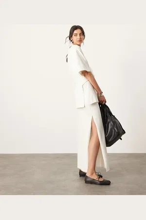 ASOS Premium textured jersey maxi skirt co-ord with side split in coconut