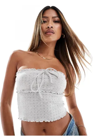 Edikted Savannah pointelle crop strapless top