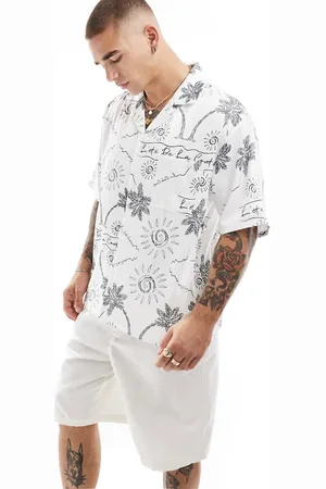 The Couture Club Palm print embroidery shirt in